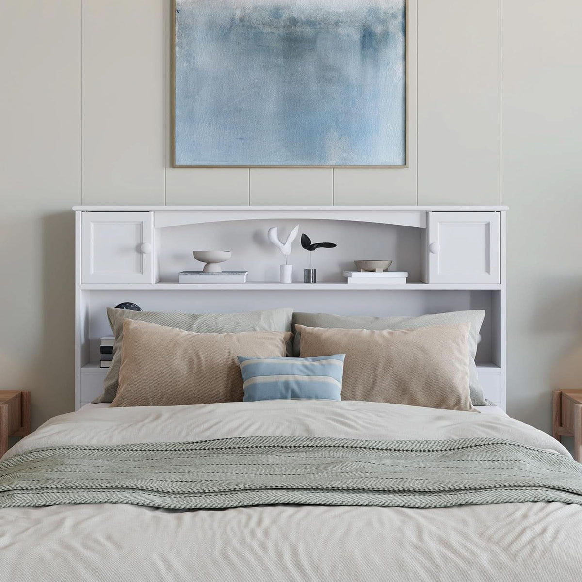 Newport Full Size Bookcase Headboard With Charger White
