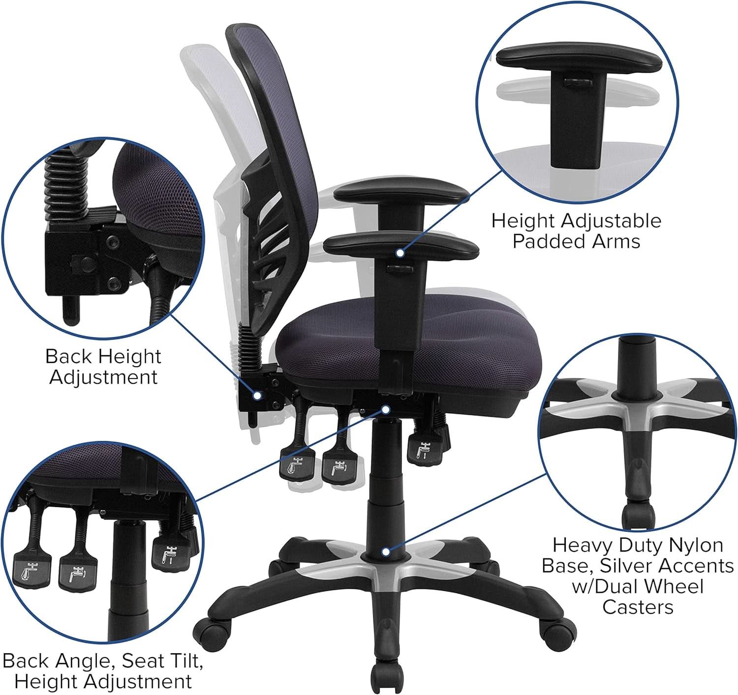 Nicholas Mid-Back Ergonomic Mesh Office Chair Dark Gray