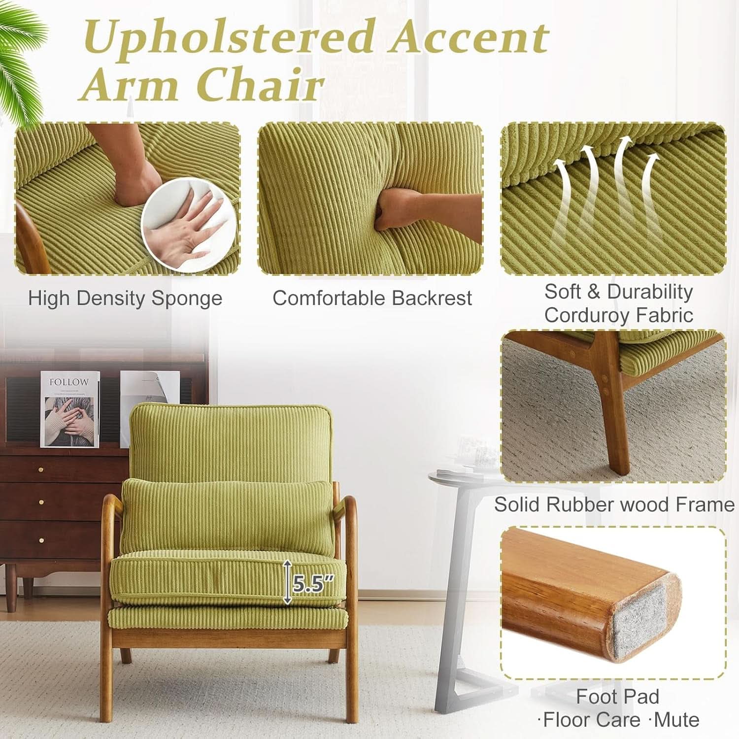 Nightshade Green Armchair With Lumbar Pillow Home Office