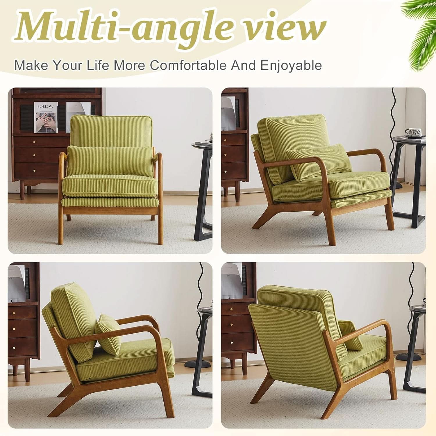 Nightshade Green Armchair With Lumbar Pillow Home Office