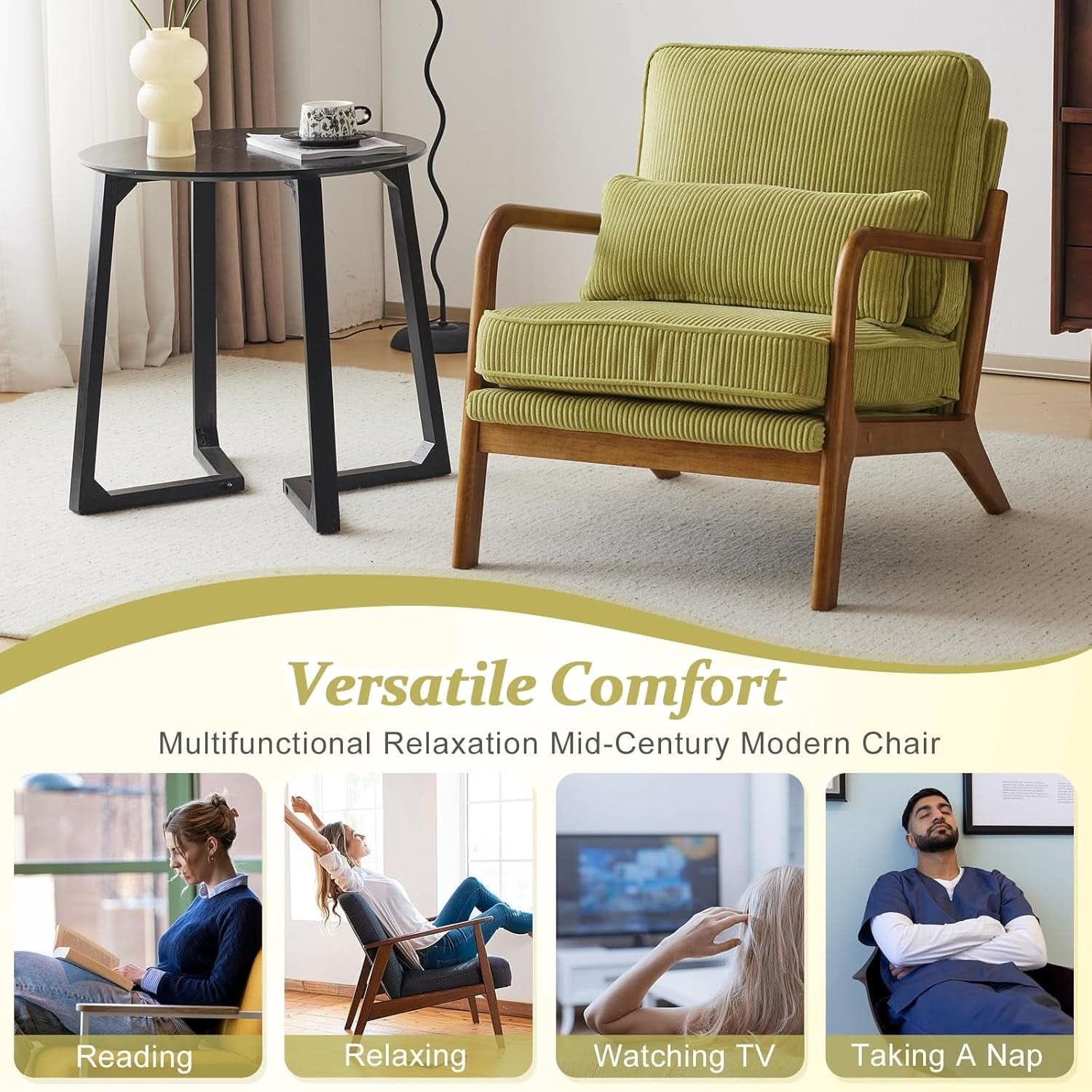 Nightshade Green Armchair With Lumbar Pillow Home Office