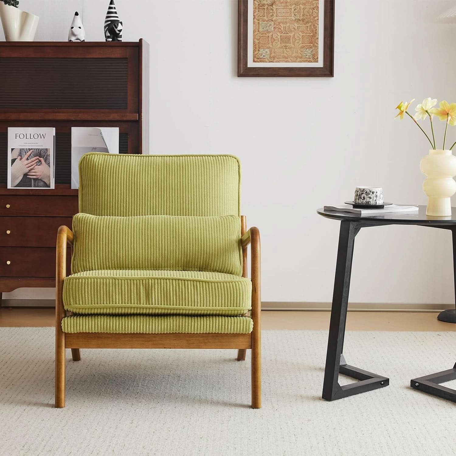 Nightshade Green Armchair With Lumbar Pillow Home Office