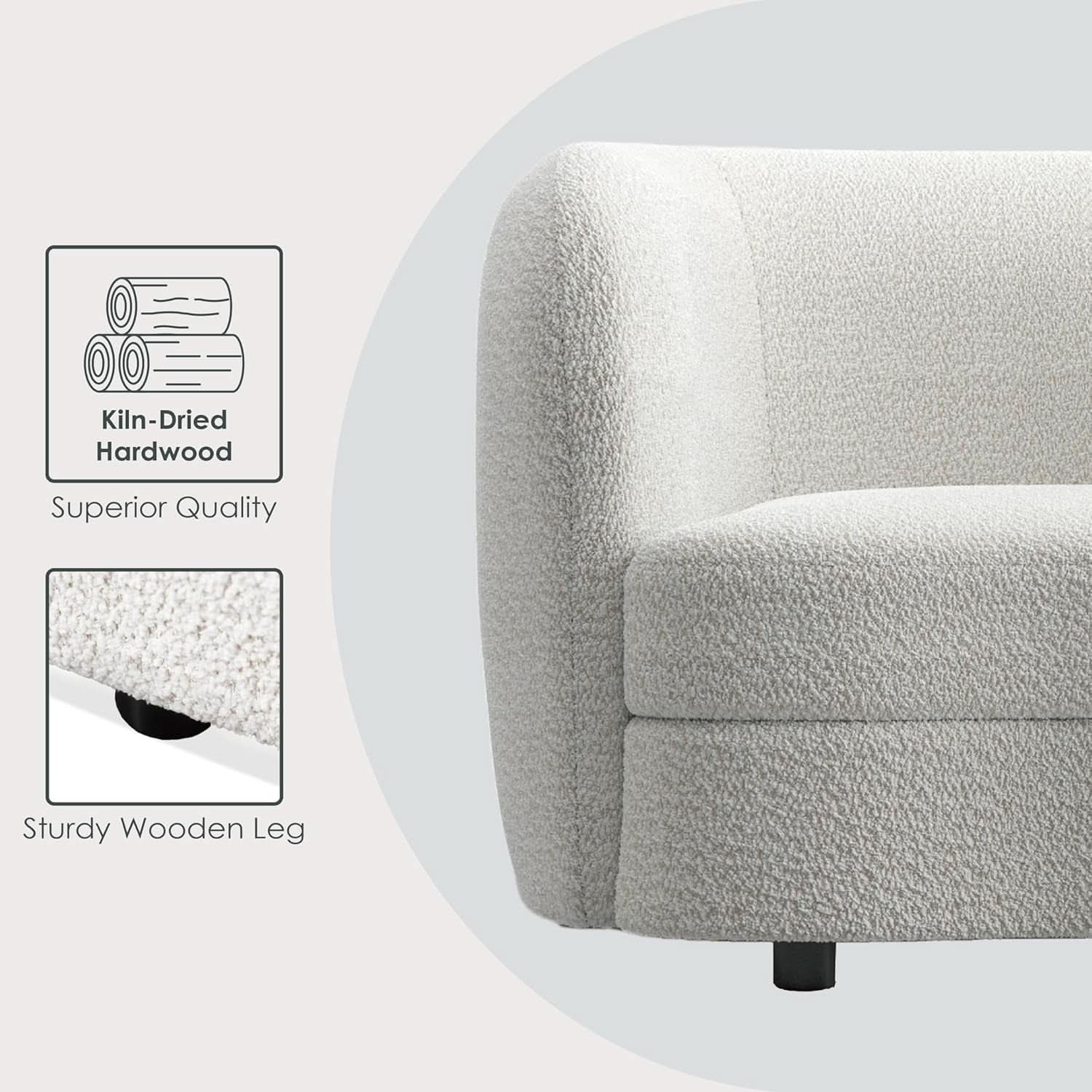 Nimiane Boucle 3 Piece Sofa Set Off White Modern Collection