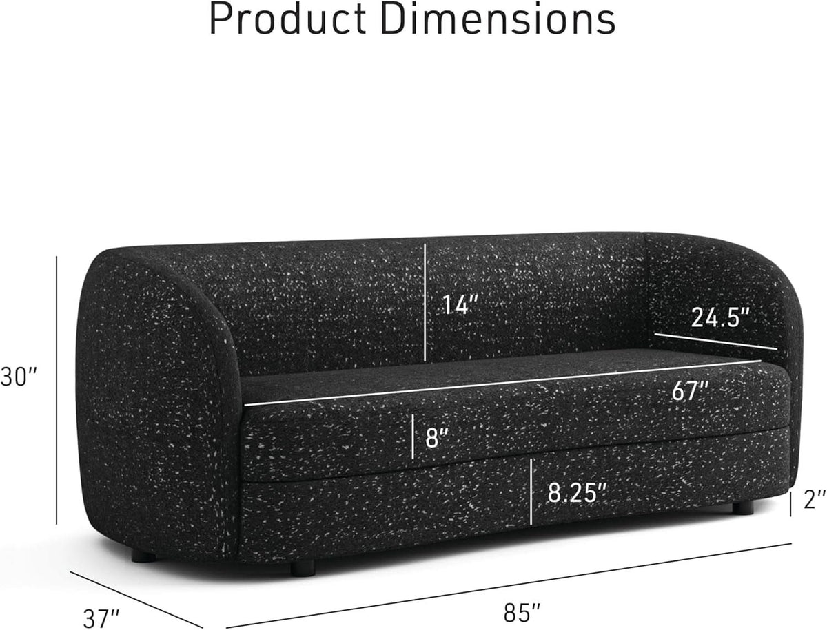 Nimiane Modern Boucle Sofa Set Black With Curved Arms