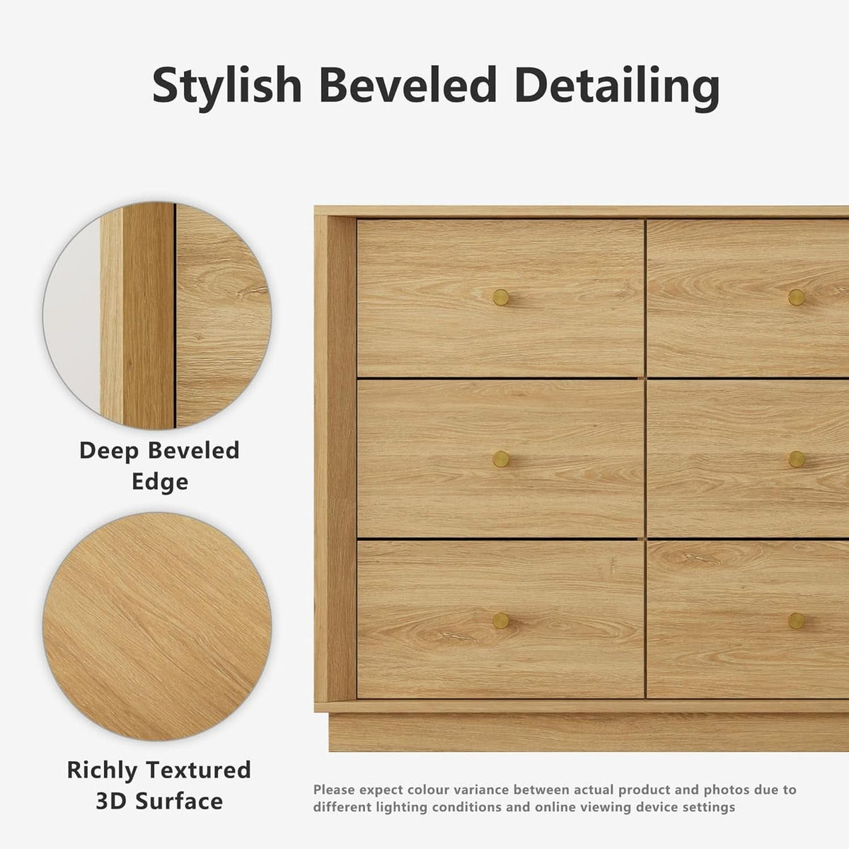 Nine Drawer Dresser 55 Inch Golden Oak UltraWoodgrain