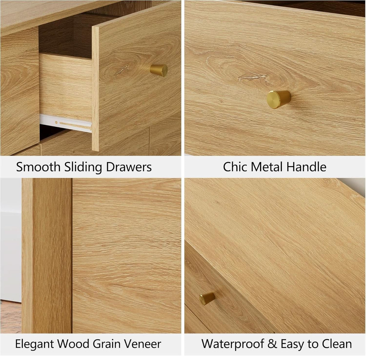 Nine Drawer Dresser 55 Inch Golden Oak UltraWoodgrain