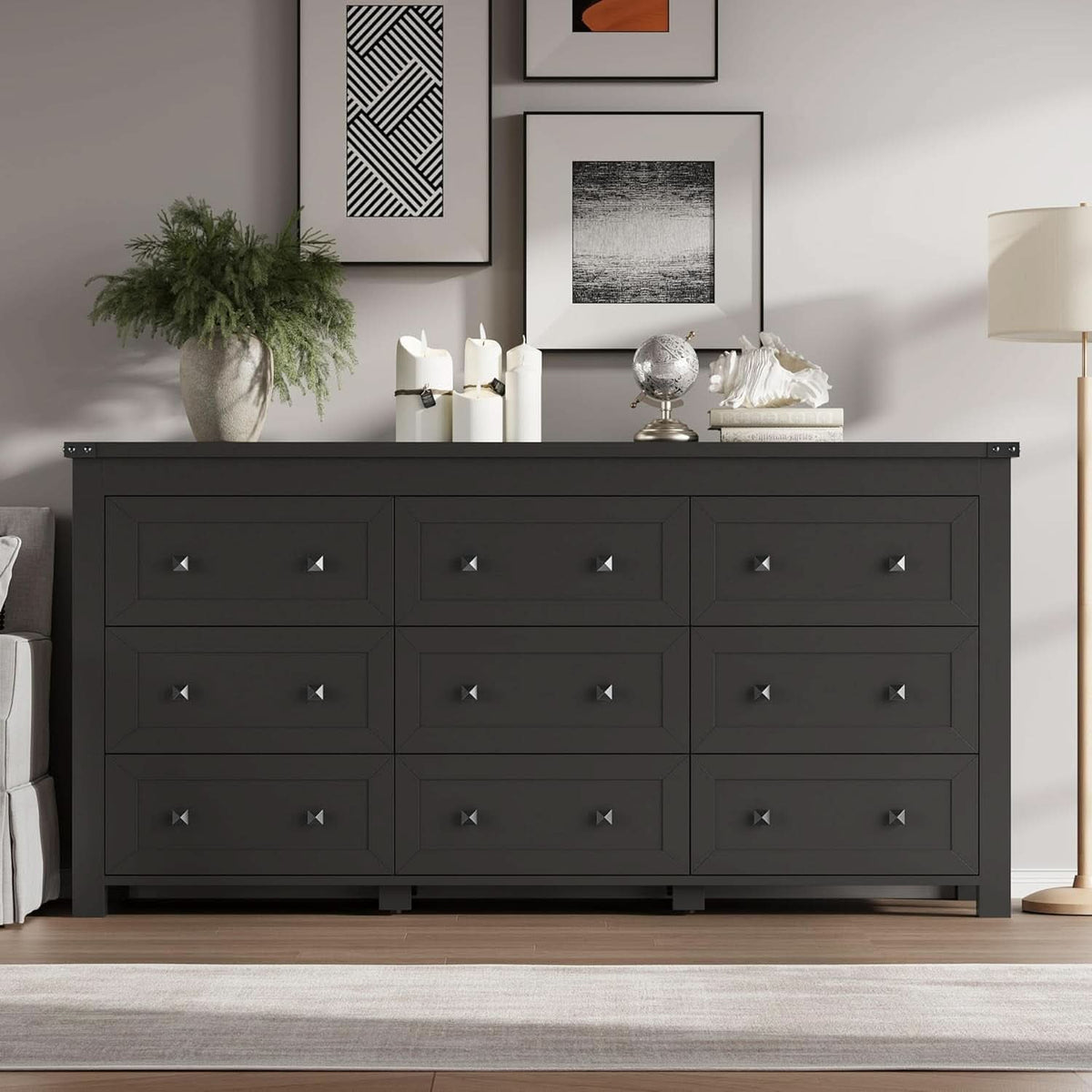 Nine Drawer Dresser Solid Wood FiftyNineInchWide Storage