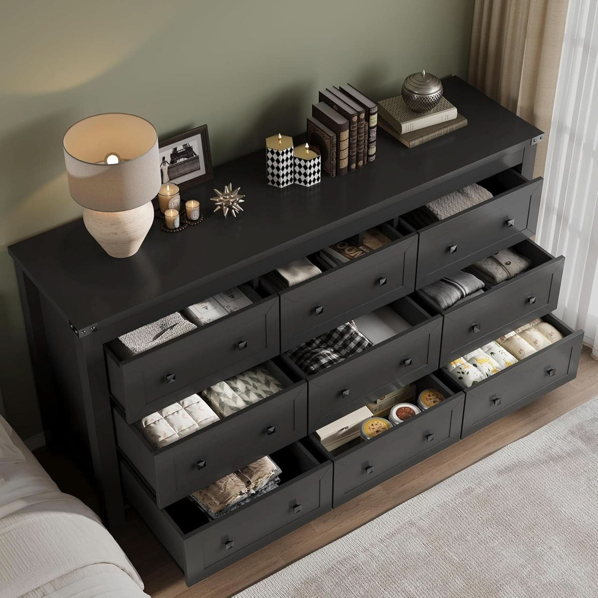 Nine Drawer Dresser Solid Wood FiftyNineInchWide Storage