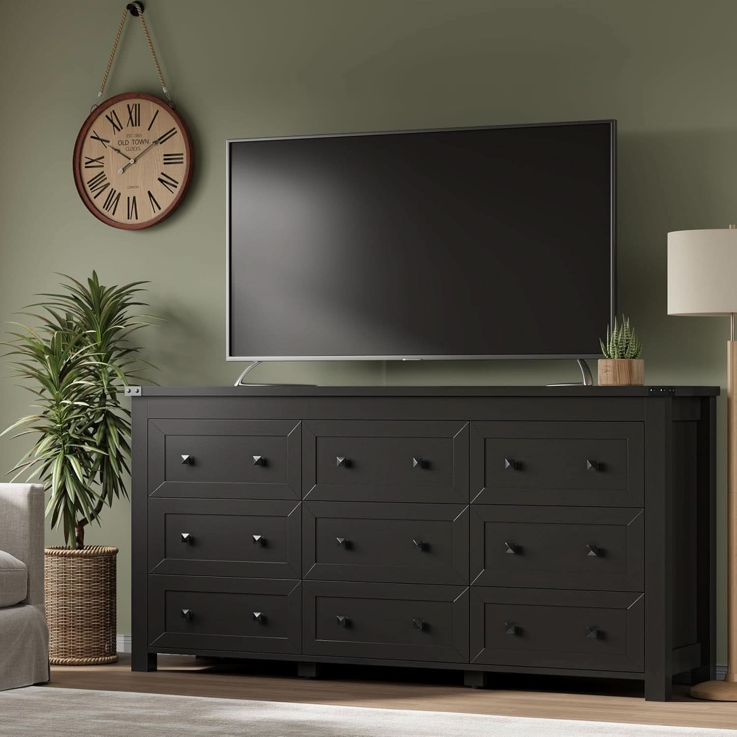 Nine Drawer Dresser Solid Wood FiftyNineInchWide Storage