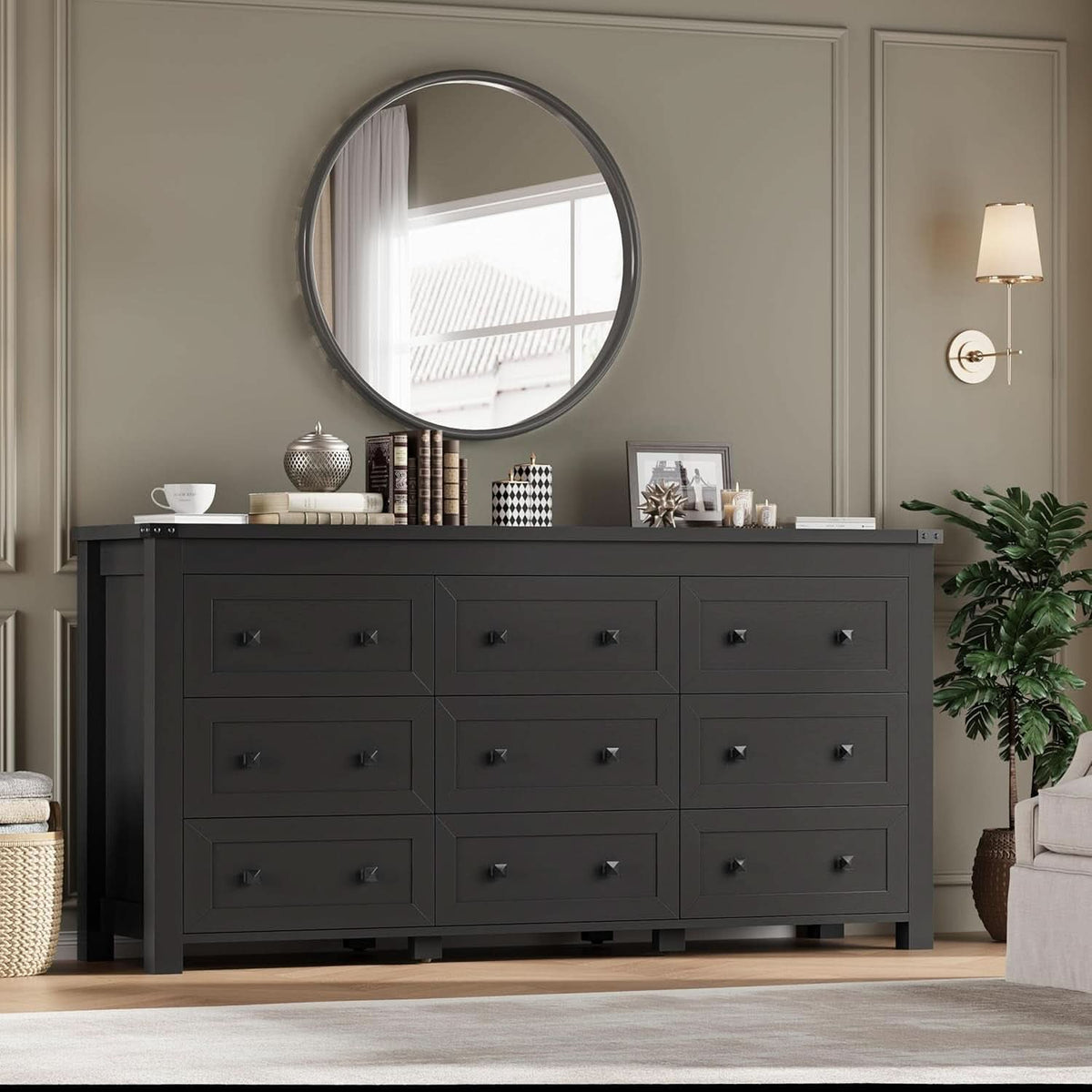 Nine Drawer Dresser Solid Wood FiftyNineInchWide Storage