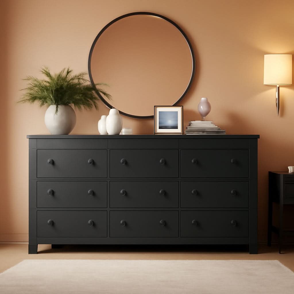 Nine Drawer Dresser Solid Wood FiftyNineInchWide Storage