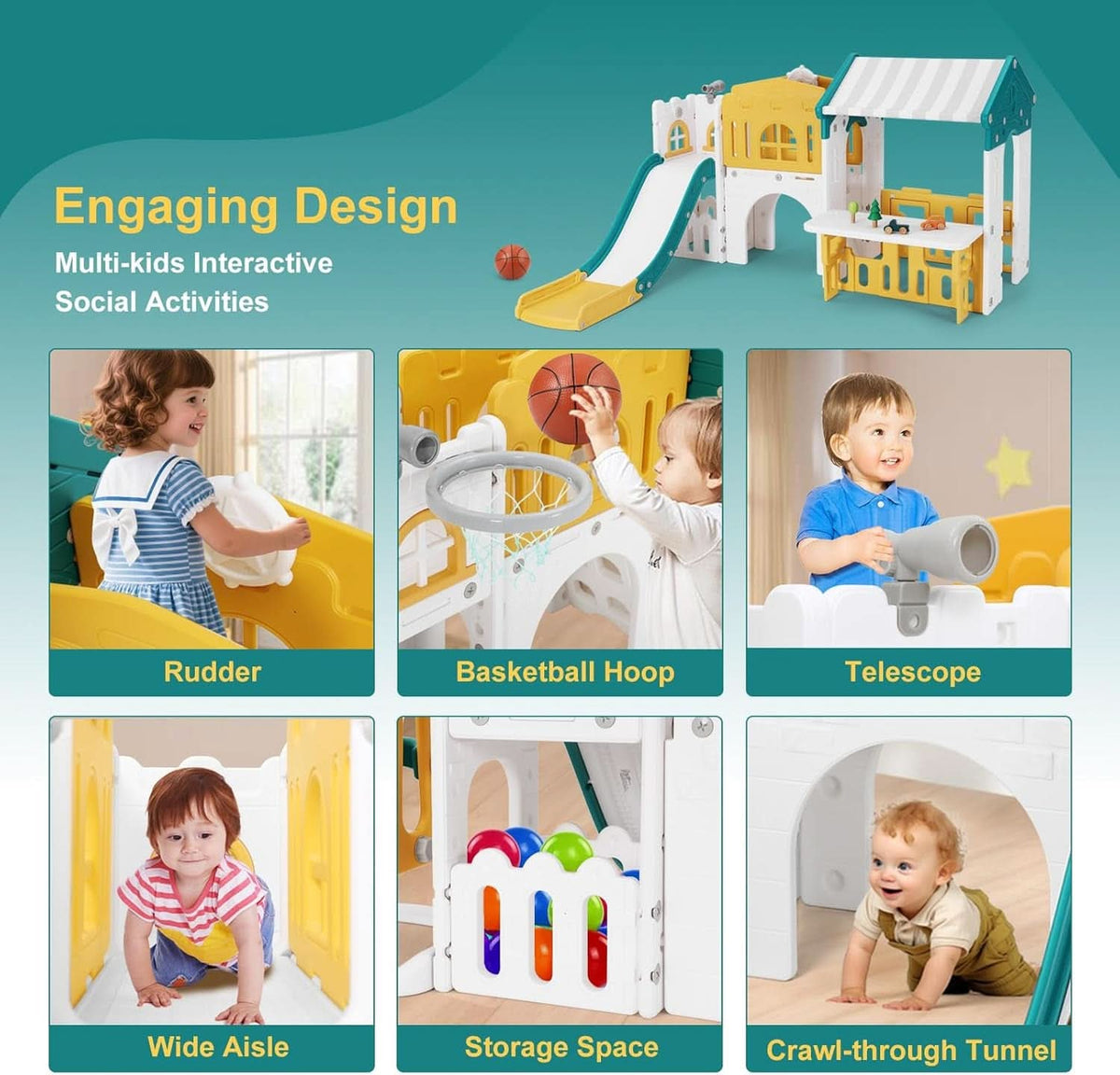 Nine In One Toddler Sliding Playground OutdoorPlayset