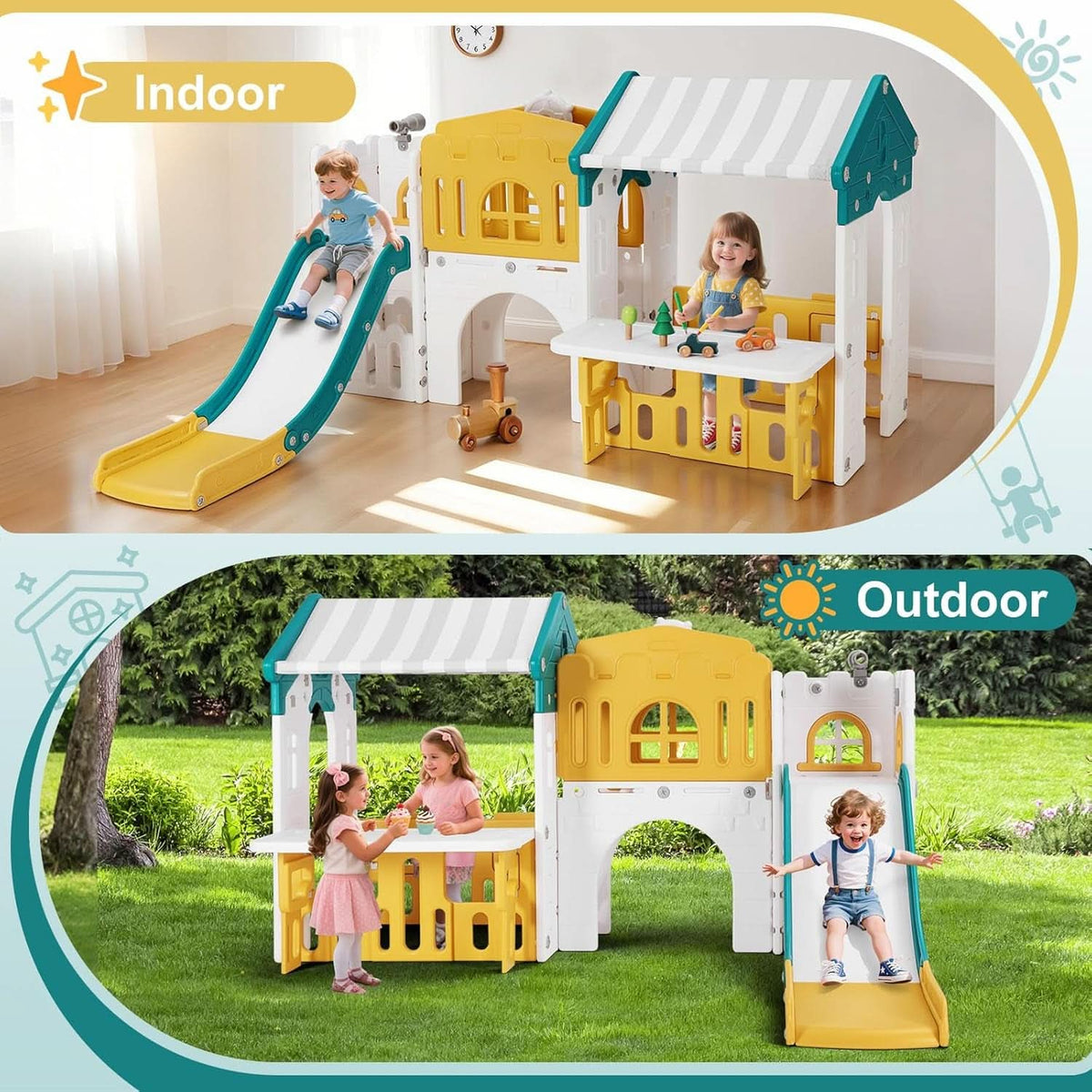 Nine In One Toddler Sliding Playground OutdoorPlayset