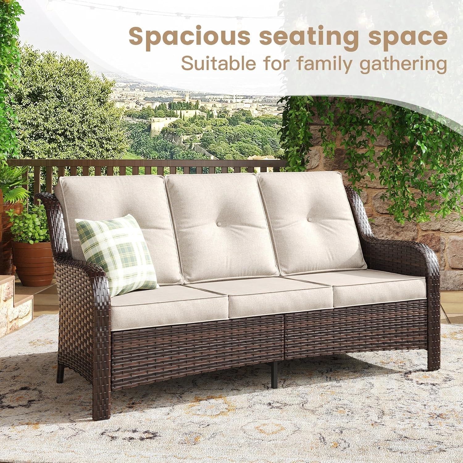 Nine Piece Outdoor Patio Wicker Furniture Set with Fire Table