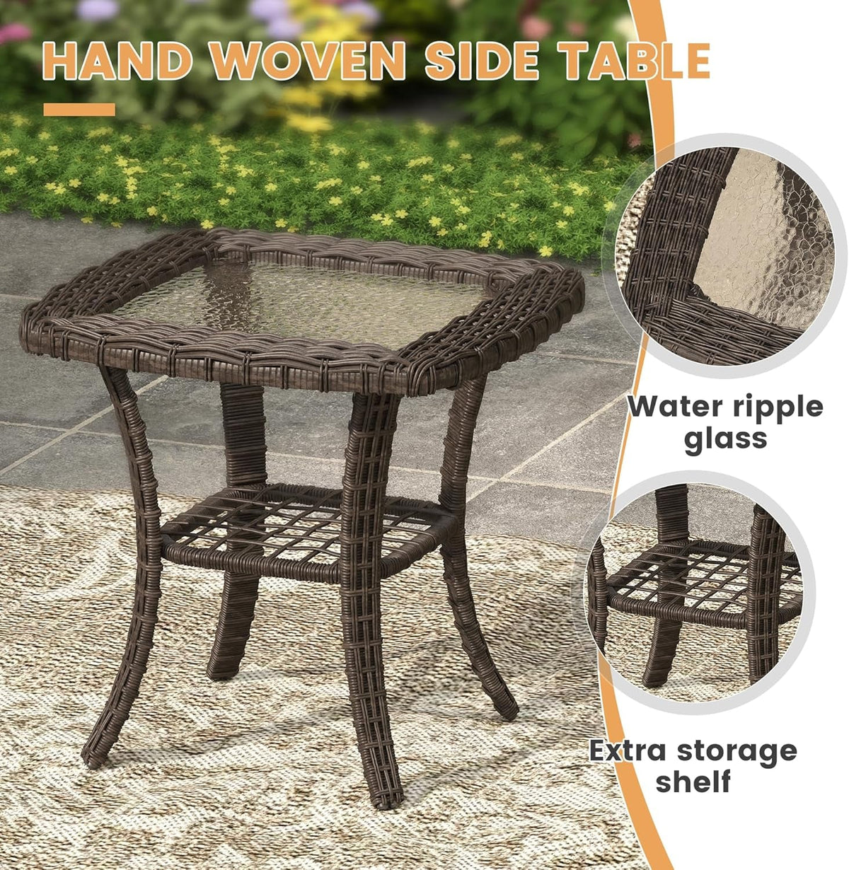 Nine Piece Outdoor Patio Wicker Furniture Set with Fire Table