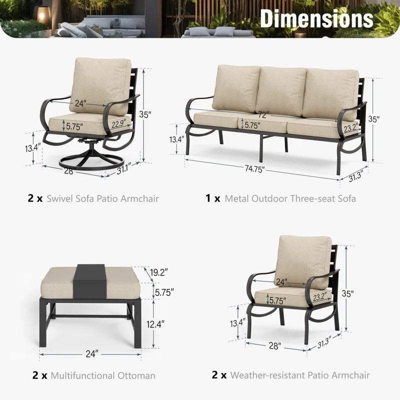 Nine Seat Patio Set With Swivel Chairs And Optional Firepit