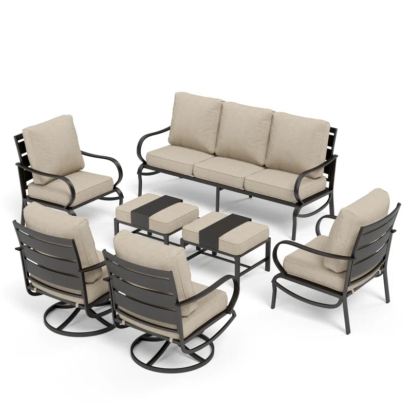 Nine Seat Patio Set With Swivel Chairs And Optional Firepit