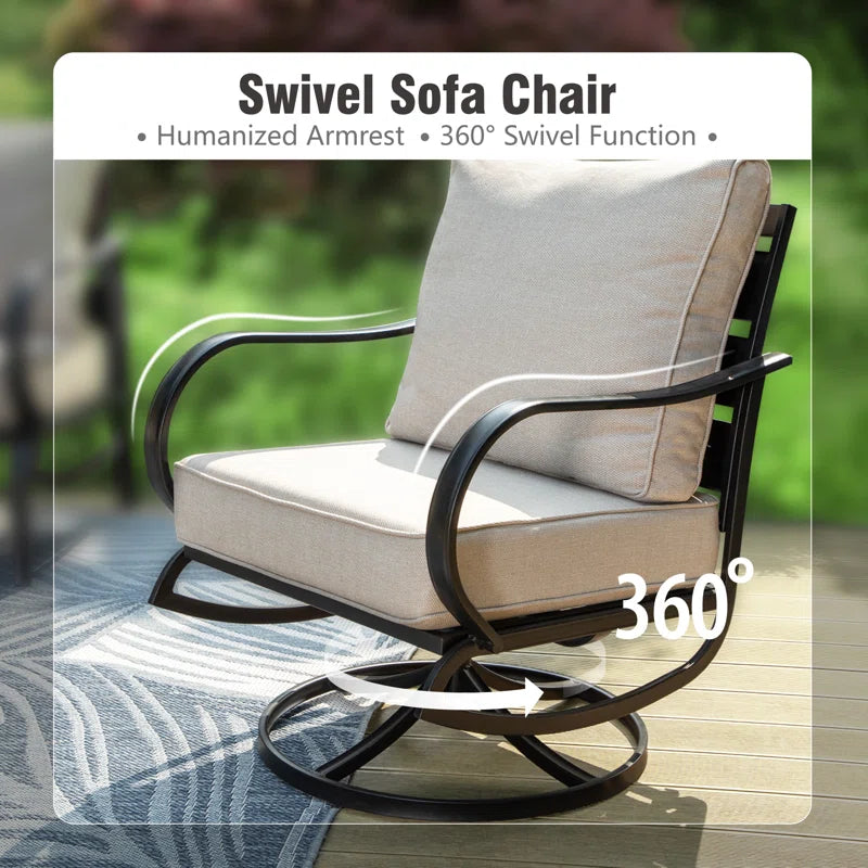 Nine Seat Patio Set With Swivel Chairs And Optional Firepit