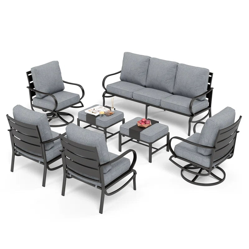 Nine Seat Patio Set With Swivel Chairs And Optional Firepit