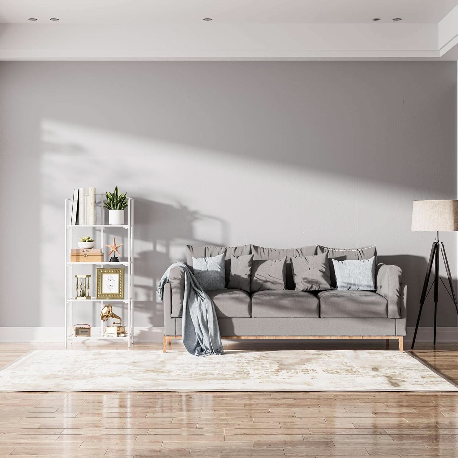 No Assembly Folding Bookshelf 4 Tier White Bookcase