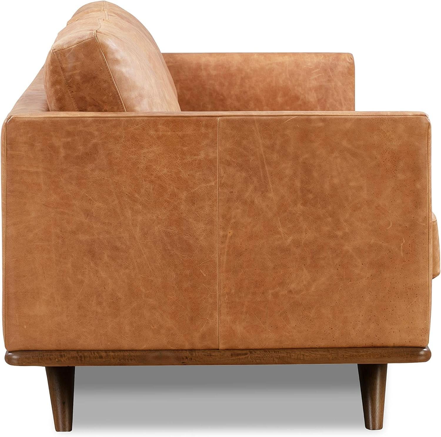 Nolita 85 Inch Cognac Tan Full Grain Pure Aniline Leather Sofa