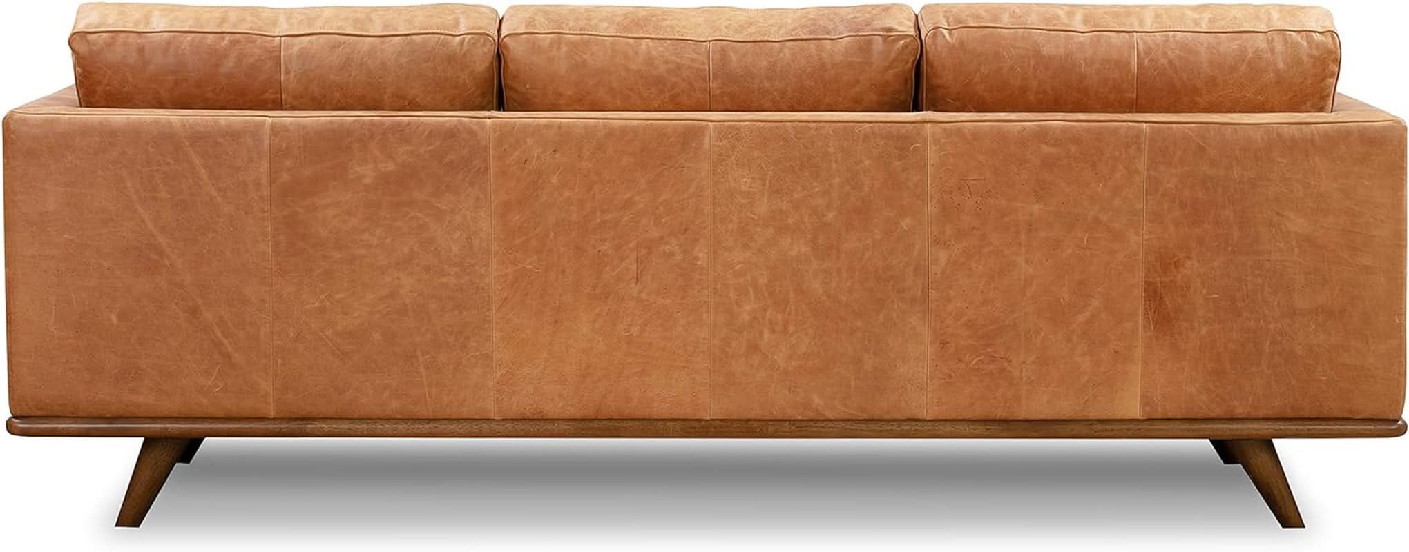 Nolita 85 Inch Cognac Tan Full Grain Pure Aniline Leather Sofa