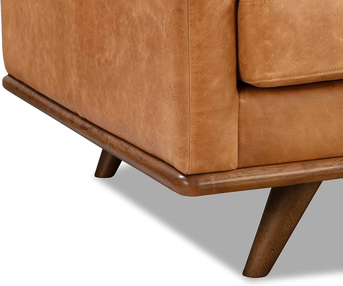 Nolita 85 Inch Cognac Tan Full Grain Pure Aniline Leather Sofa
