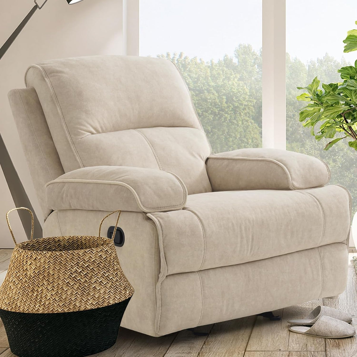 Nursery Rocker Glider Chair With Extra Large Footrest