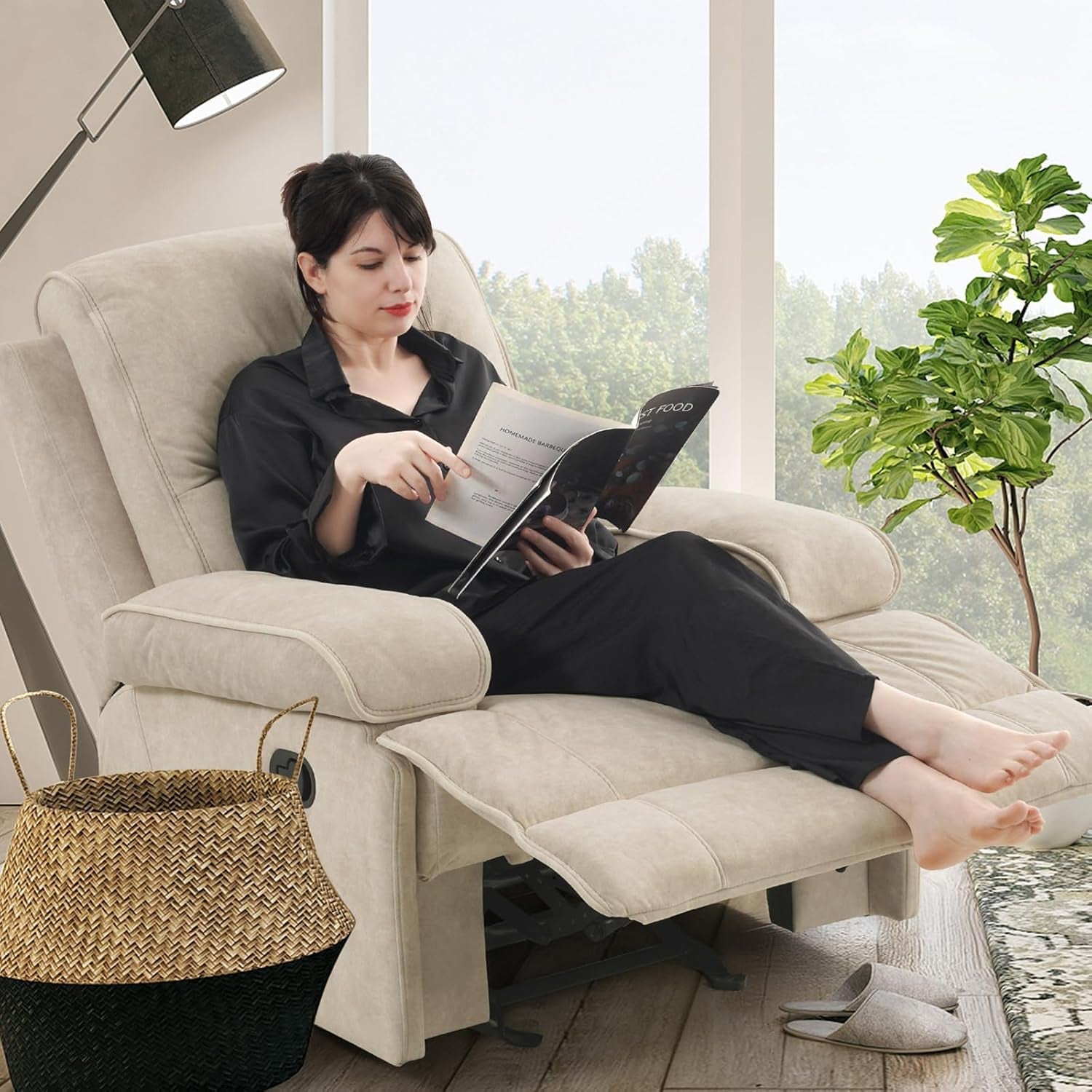 Nursery Rocker Glider Chair With Extra Large Footrest