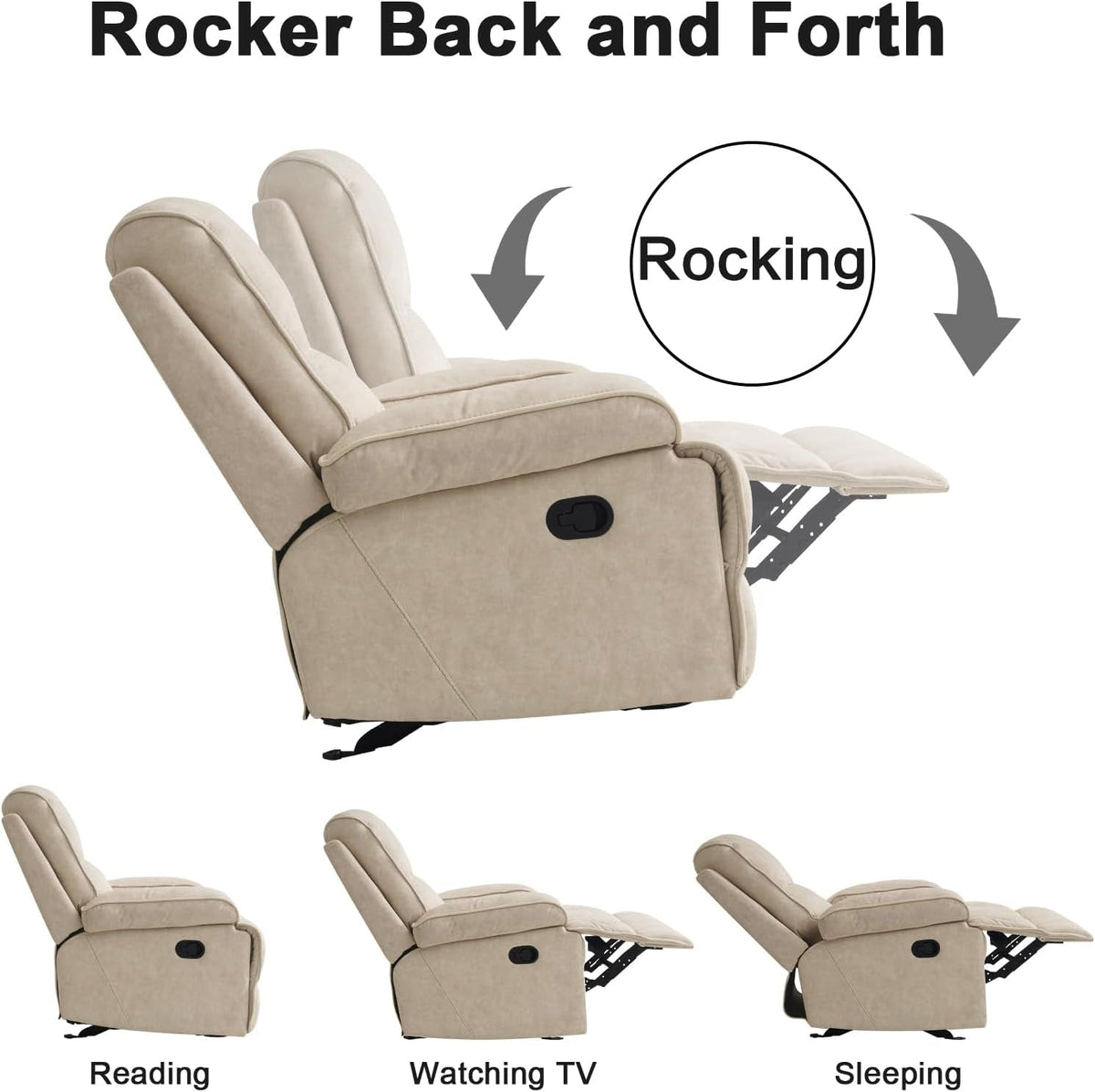 Nursery Rocker Glider Chair With Extra Large Footrest