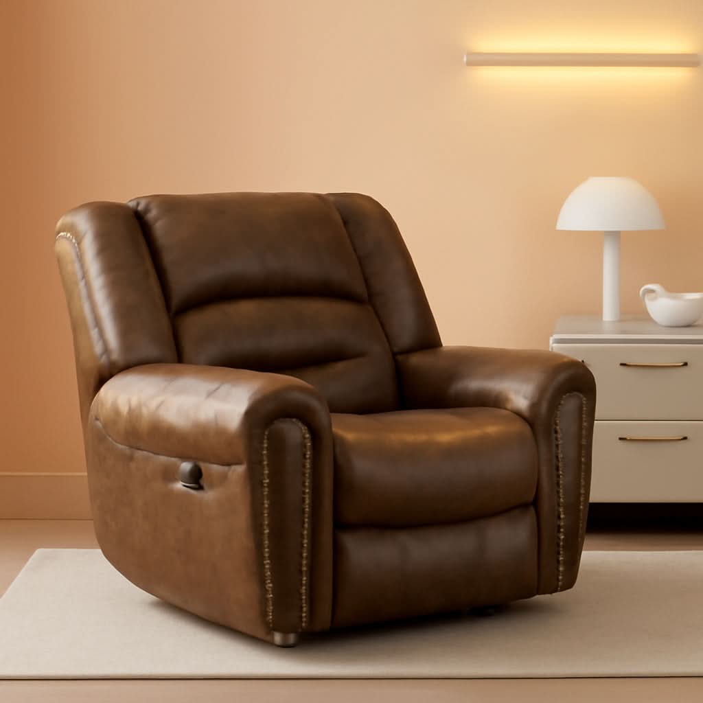 Nut Brown Electric Recliner Chair With USB Port Comfort