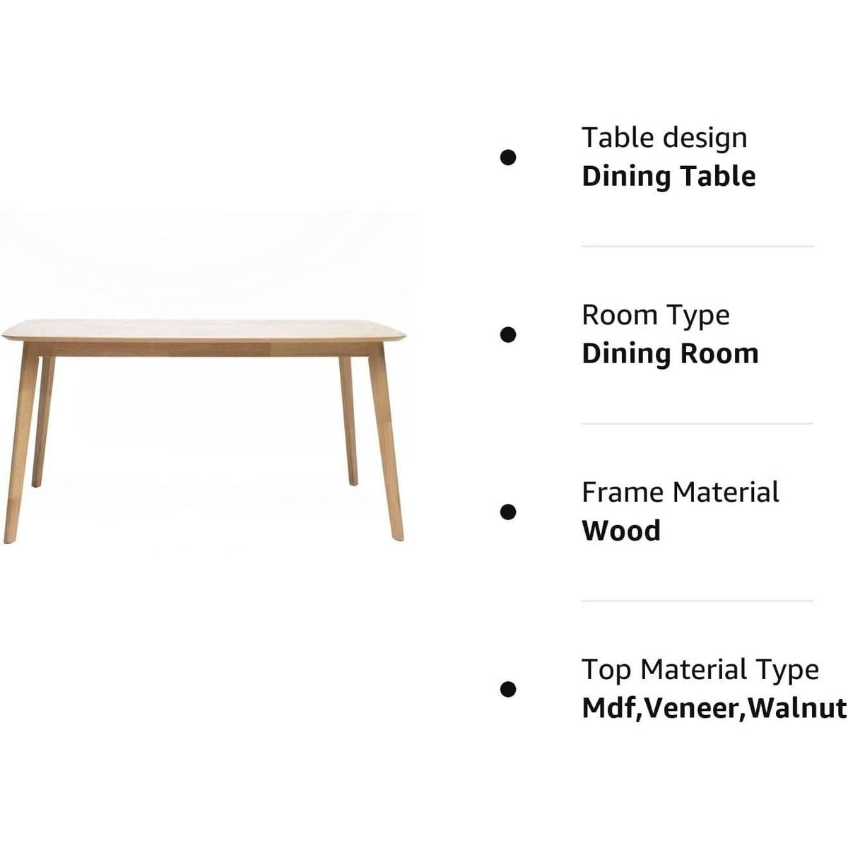 Nyala Dining Table Mid Century Modern 59 Inch Wide