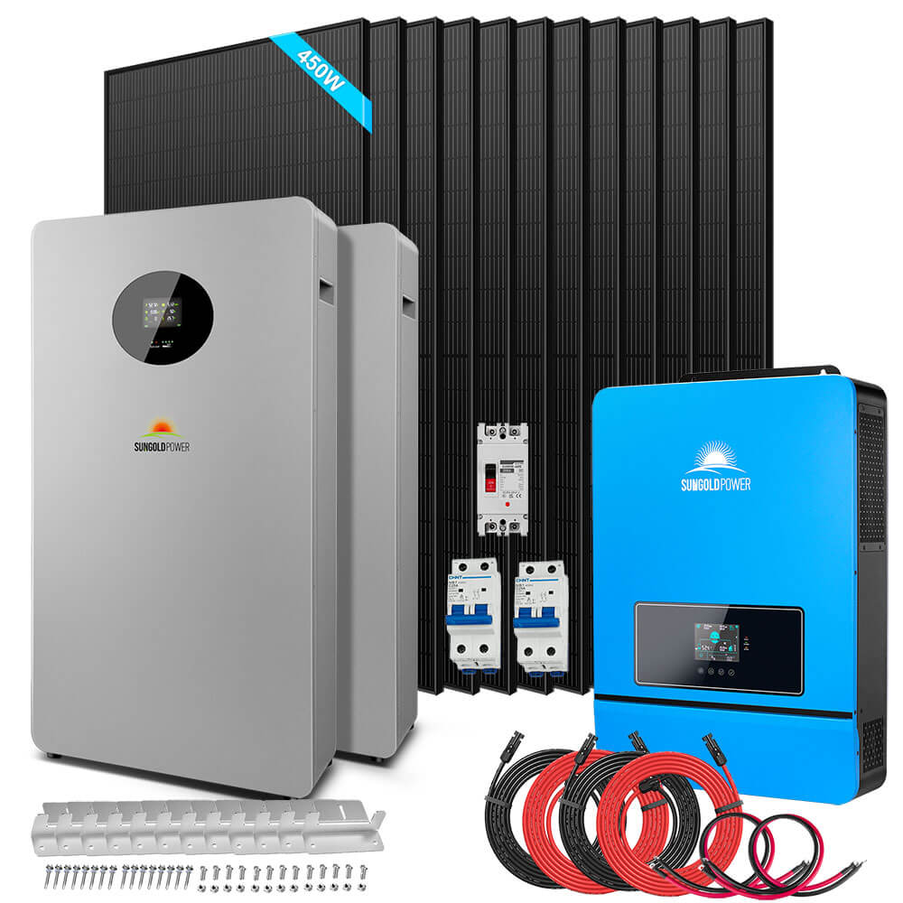 OFF GRID SOLAR KIT 12 X 415 WATTS SOLAR PANELS 4 X 5.12KWH LITHIUM BATTERY 8000W SOLAR INVERTER 48VDC 120V/240V SGM-8K20