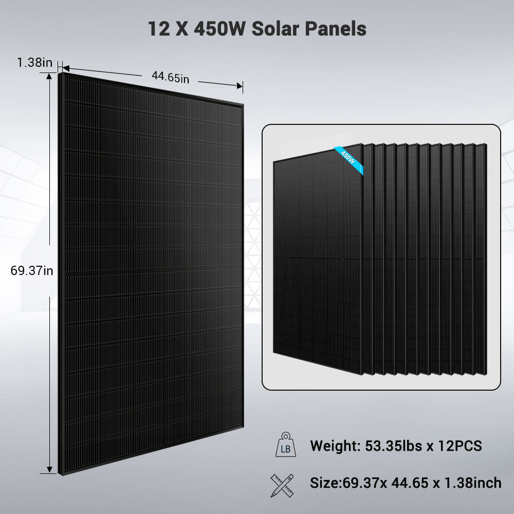OFF GRID SOLAR KIT 12 X 415 WATTS SOLAR PANELS 4 X 5.12KWH LITHIUM BATTERY 8000W SOLAR INVERTER 48VDC 120V/240V SGM-8K20