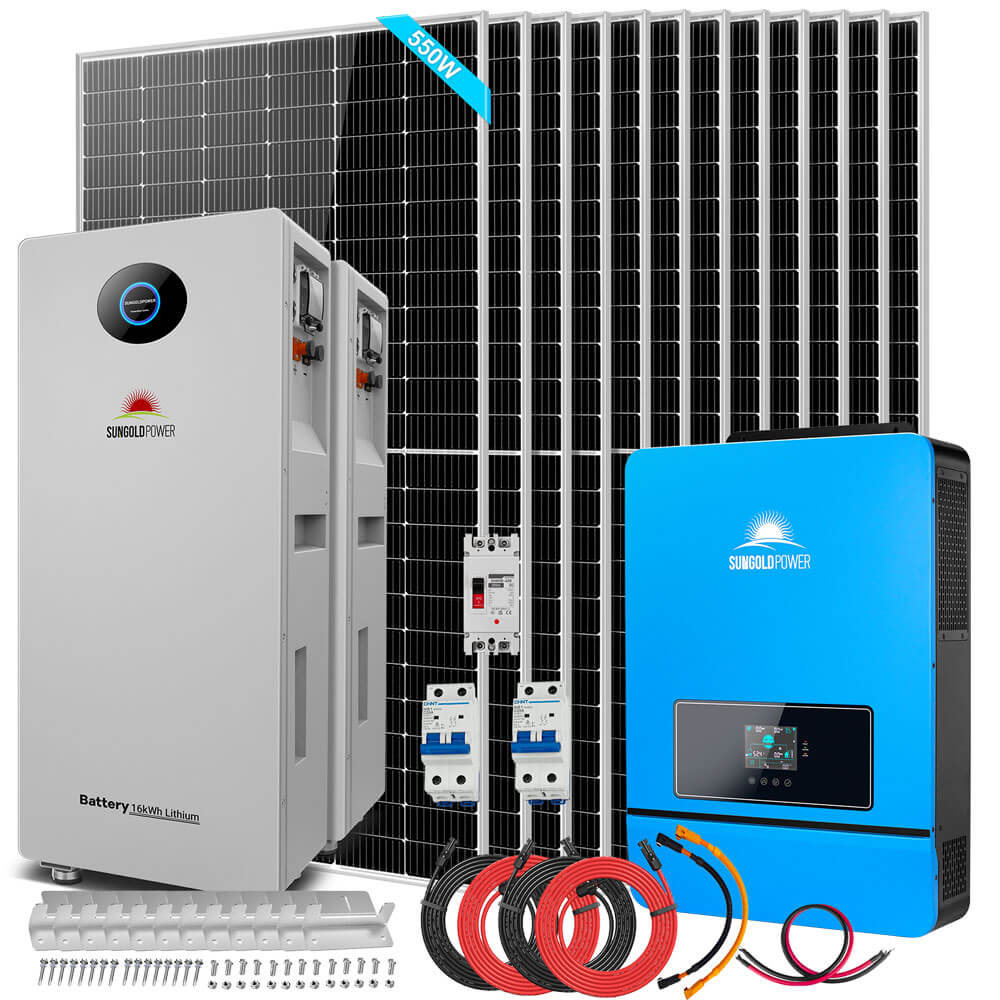OFF GRID SOLAR KIT 12 X 550 WATTS SOLAR PANELS 25.6KWH LITHIUM BATTERY 10KW SOLAR INVERTER 48VDC 120V/240V