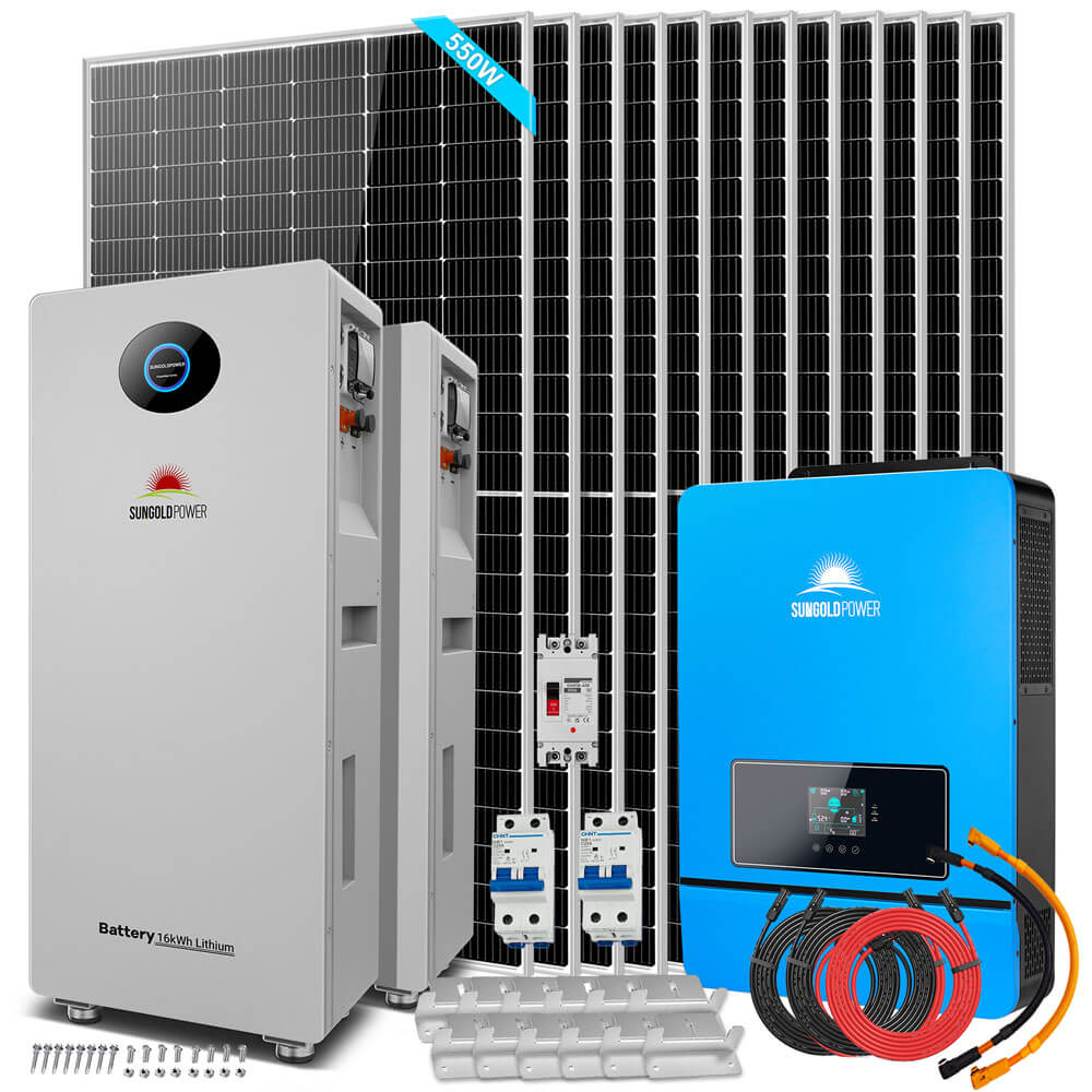 OFF GRID SOLAR KIT 12 X 550 WATTS SOLAR PANELS 25.6KWH LITHIUM BATTERY 10KW SOLAR INVERTER 48VDC 120V/240V