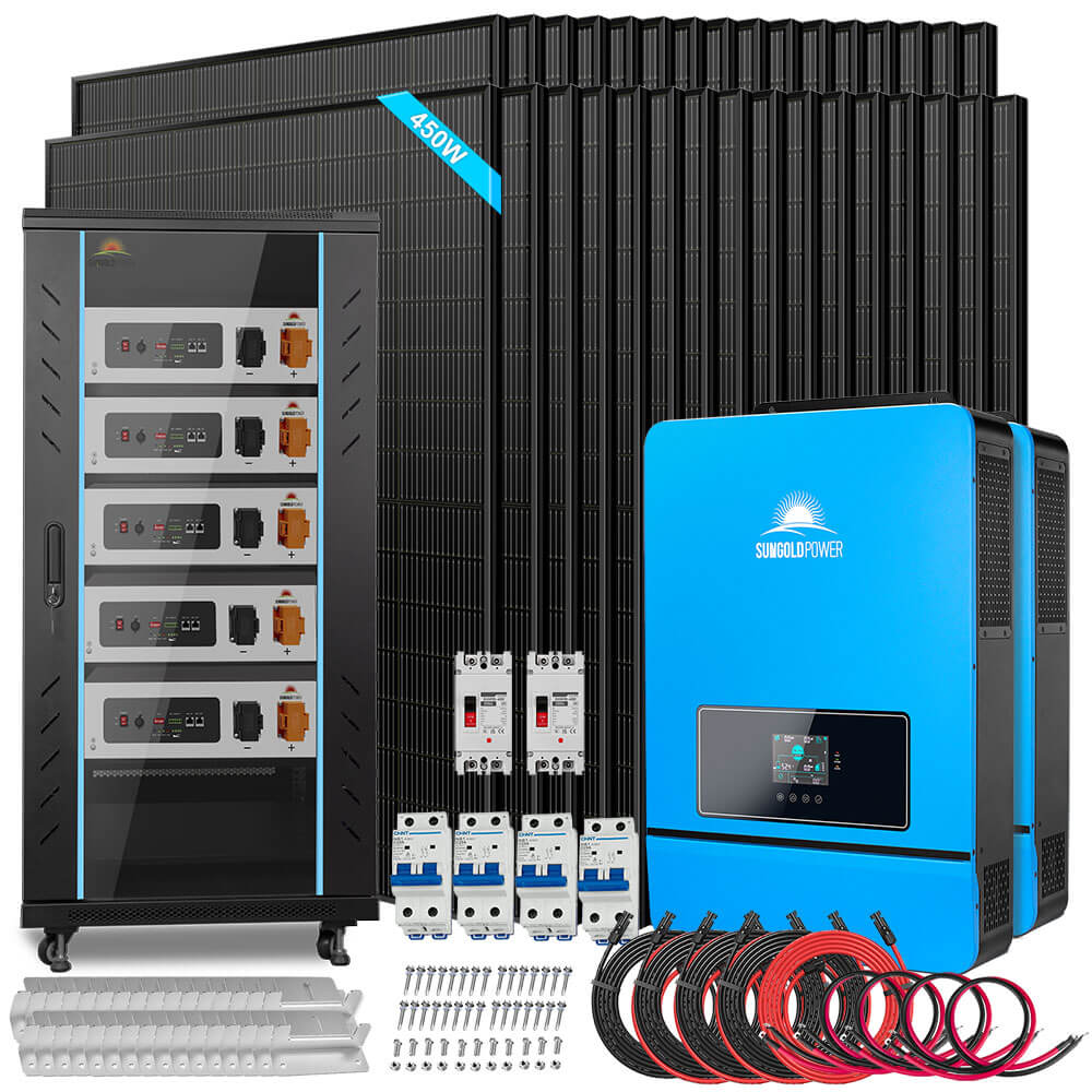 OFF GRID SOLAR KIT 16KW 48VDC 120V/240V LIFEPO4 25.6KWH LITHIUM BATTERY 32 X 415 WATTS SOLAR PANELS