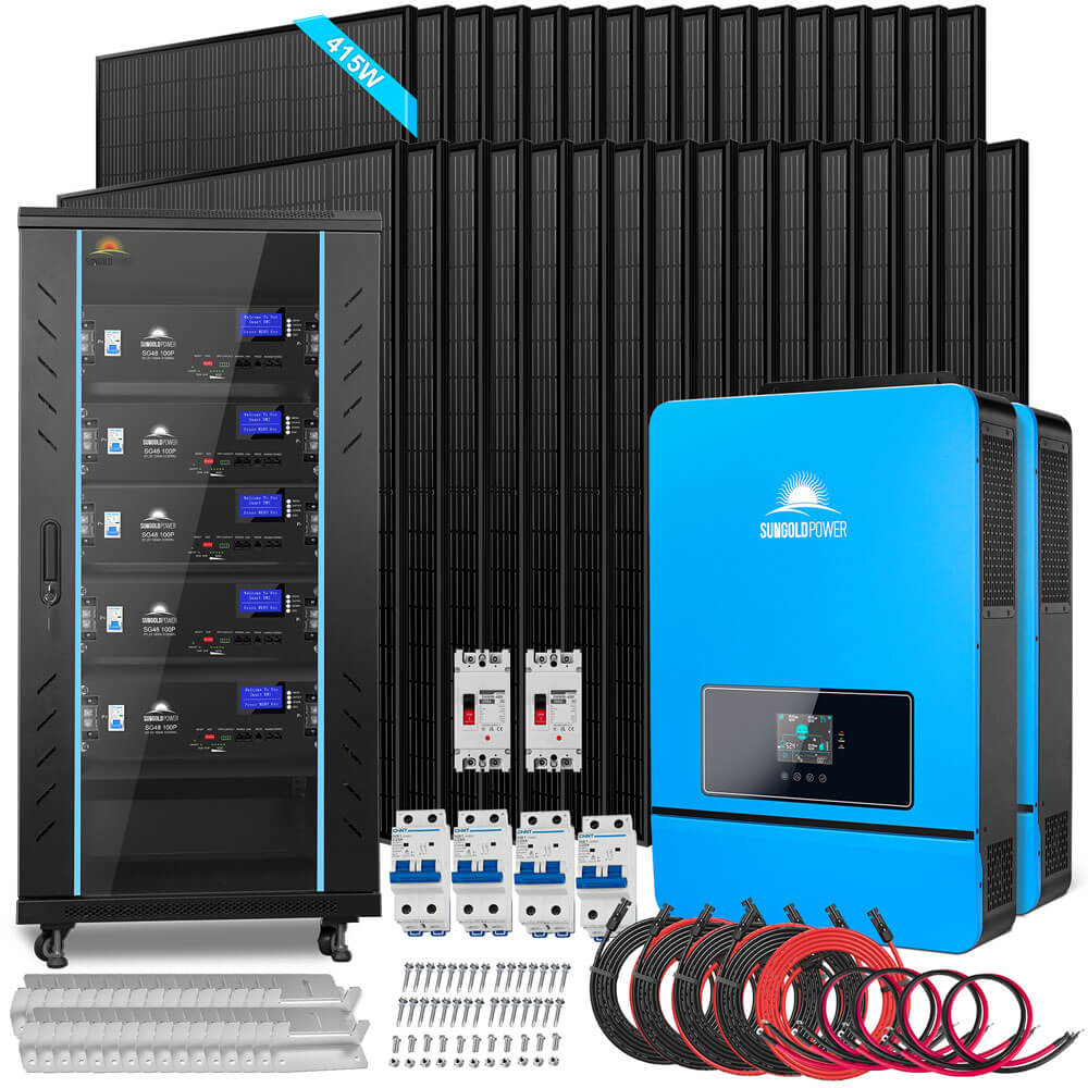 OFF GRID SOLAR KIT 16KW 48VDC 120V/240V LIFEPO4 25.6KWH LITHIUM BATTERY 32 X 415 WATTS SOLAR PANELS