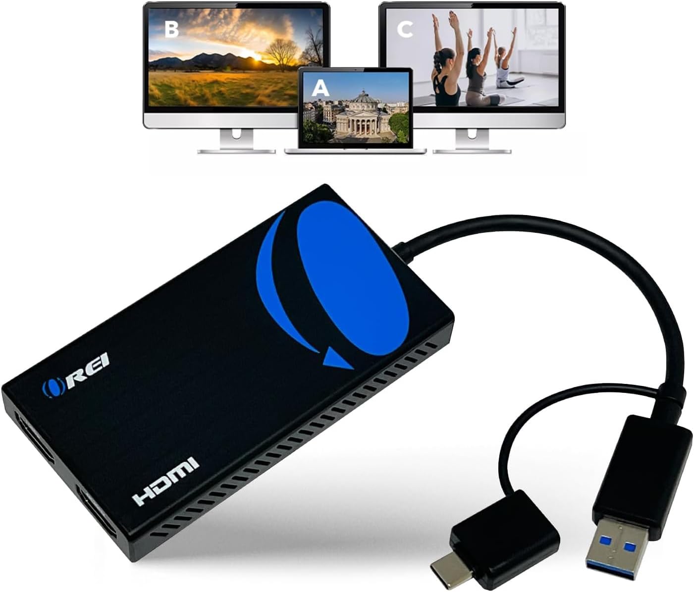 Split Extended Reality OREI SplitXtend HDMI Splitter Extender for Dual Video Monitor Extended
