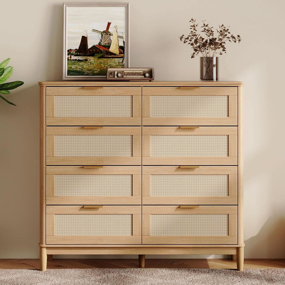 Oak 54 Inch Dresser Cabinet Mid Century Modern Design