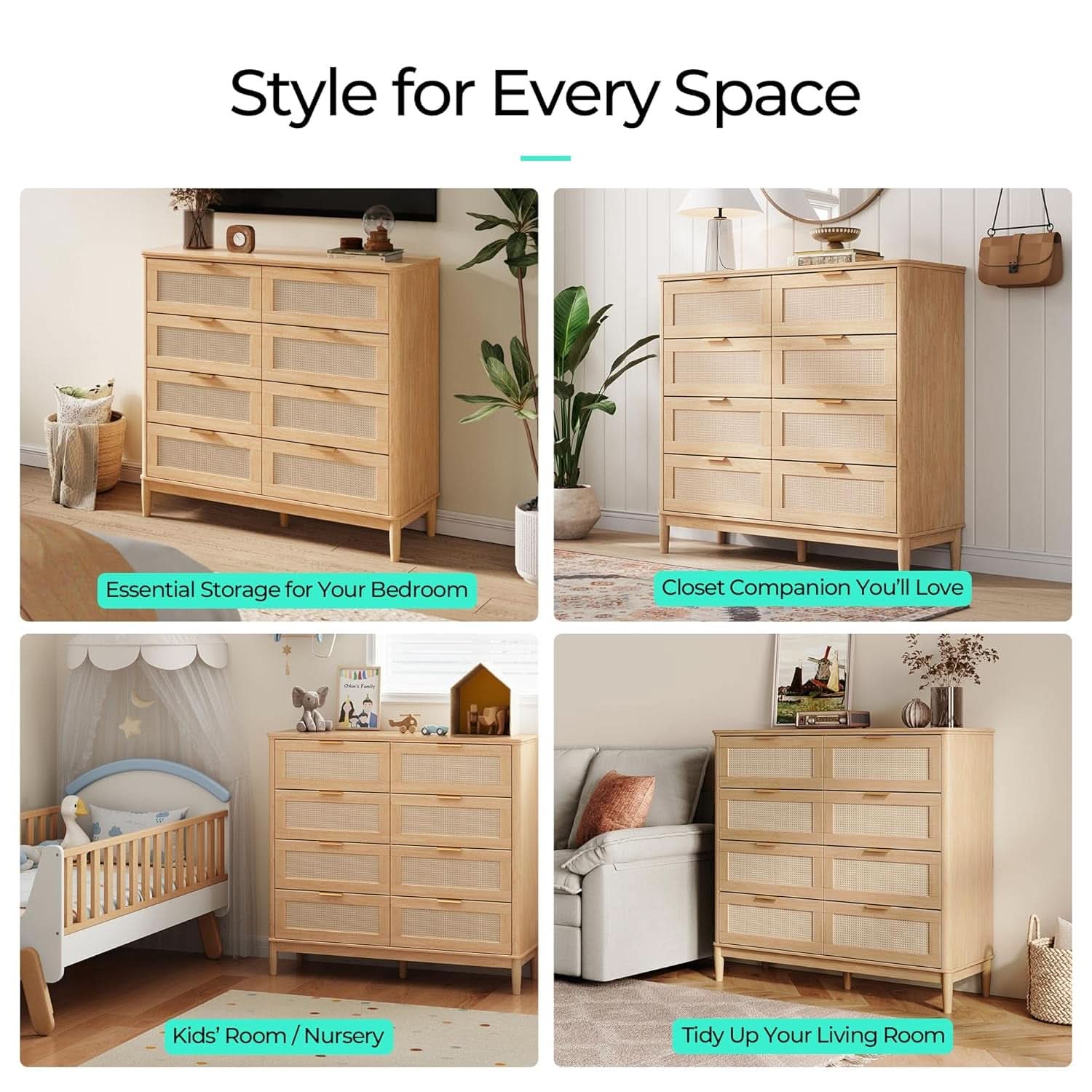 Oak 54 Inch Dresser Cabinet Mid Century Modern Design