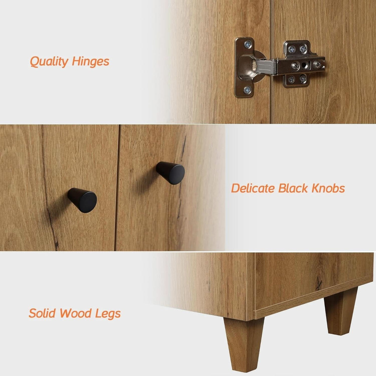 Oak Brown 35-Inch Wide Sideboard Buffet Storage Cabinet