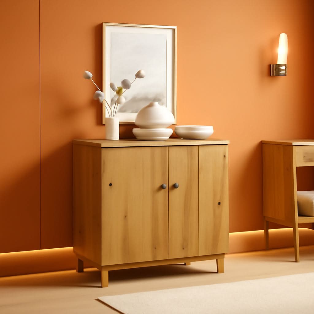 Oak Brown 35-Inch Wide Sideboard Buffet Storage Cabinet