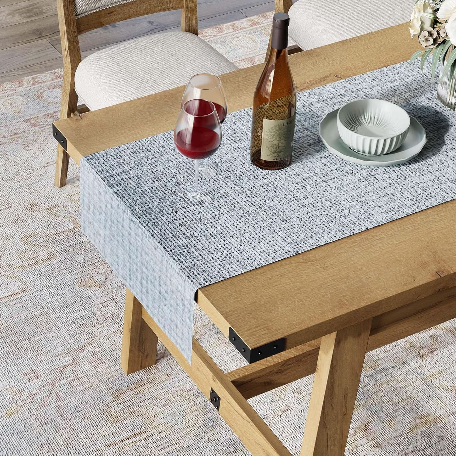 Oak Brown Farmhouse Dining Table 67 Inch Seats 4 To 6