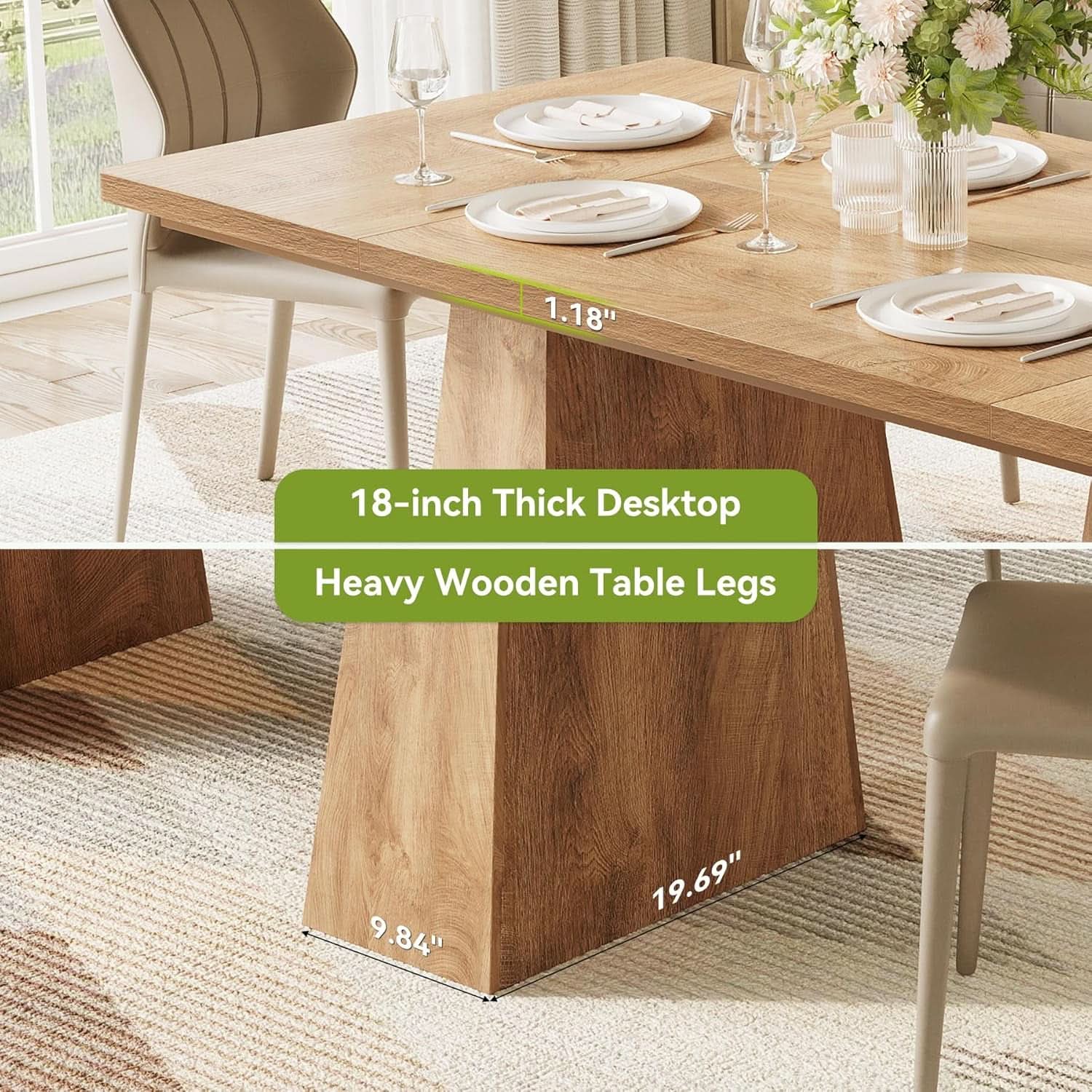 Oak Dining Table For 6 With Scratch Resistant Coating