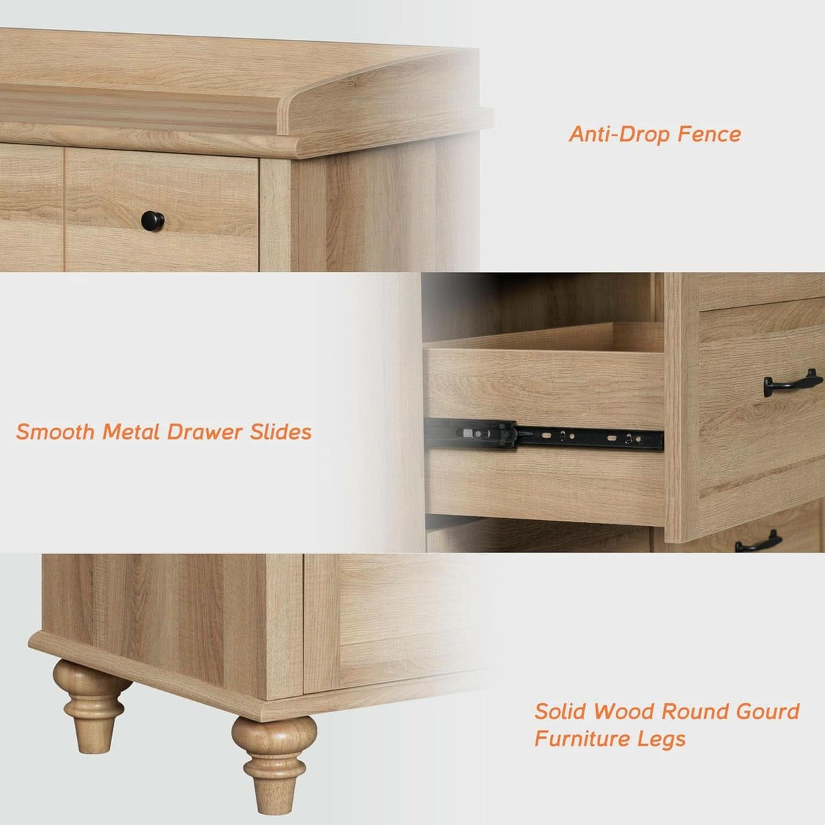 Oak Dresser With Six Deep Drawers Storage Unit For Bedroom