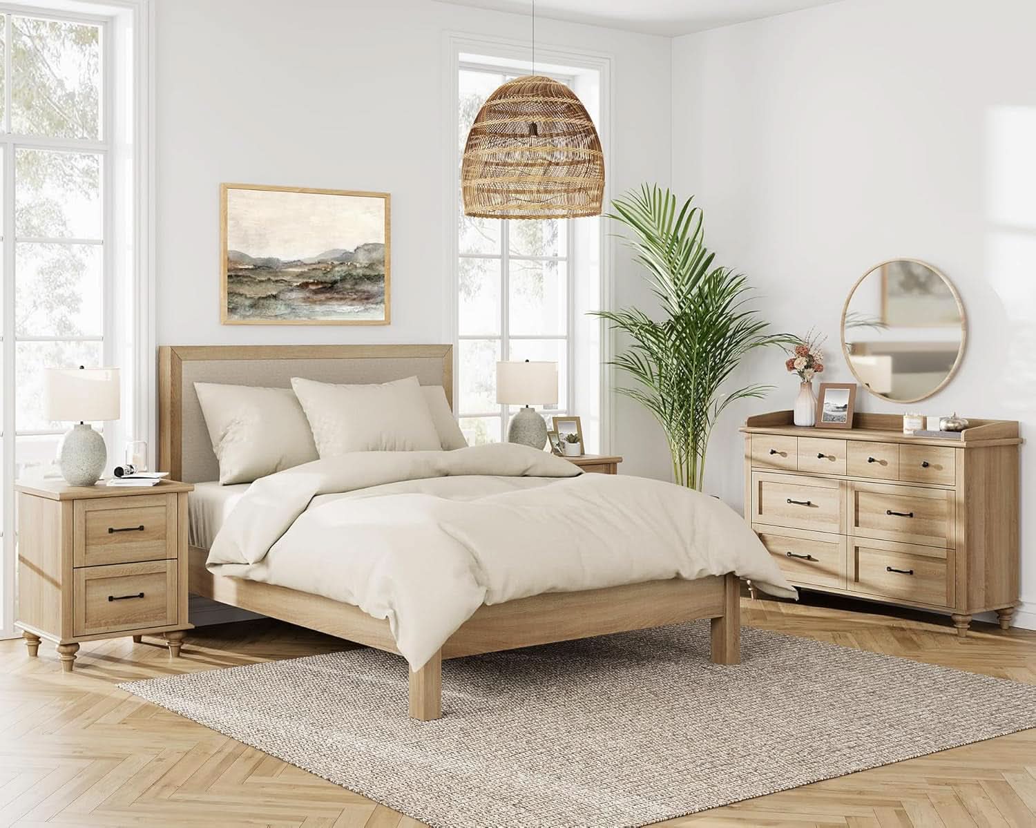 Oak Dresser With Six Deep Drawers Storage Unit For Bedroom