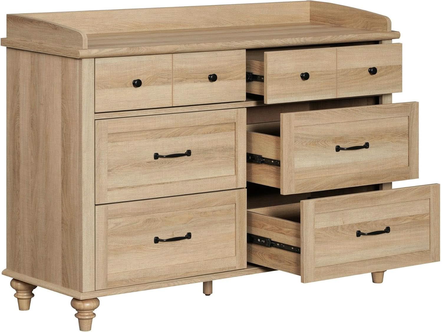 Oak Dresser With Six Deep Drawers Storage Unit For Bedroom