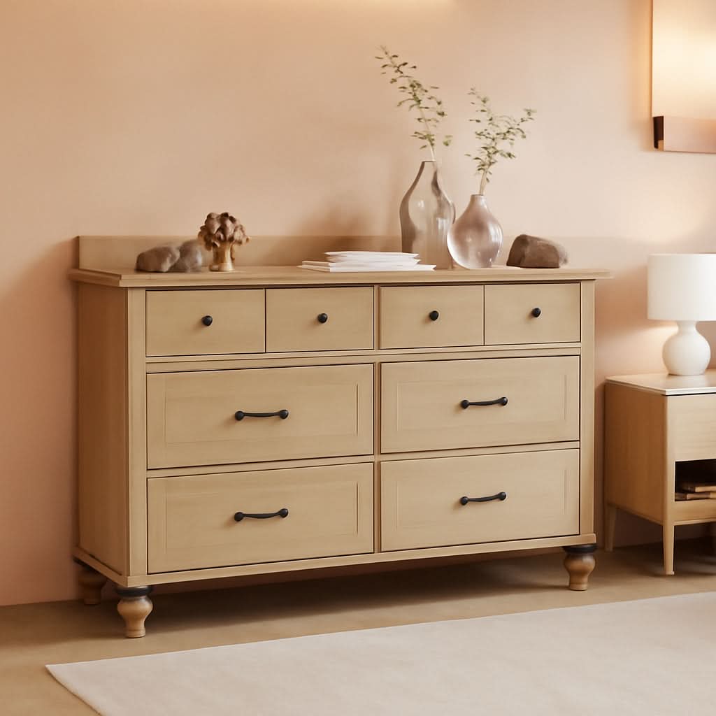 Oak Dresser With Six Deep Drawers Storage Unit For Bedroom