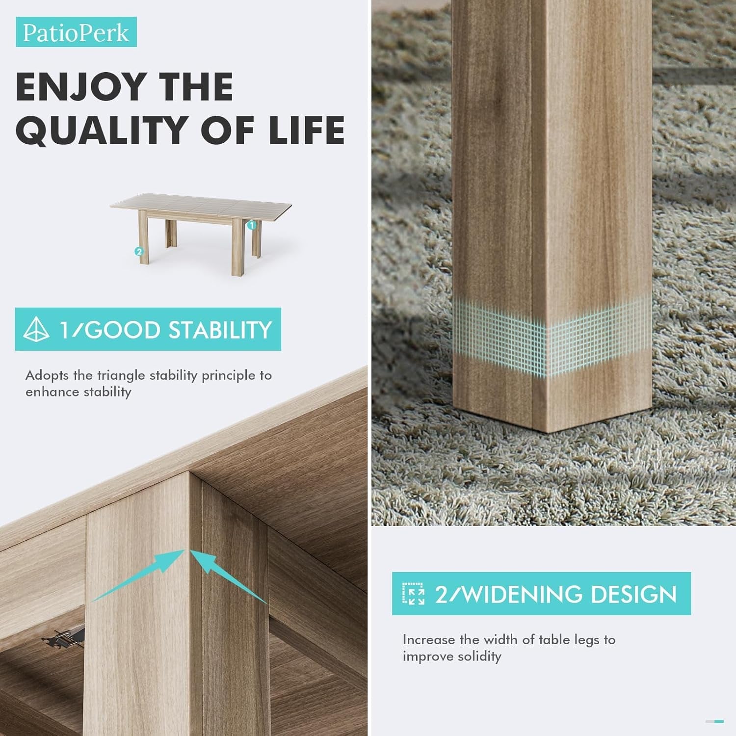Oak Extendable Dining Table For Living Room And Kitchen